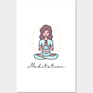 Meditation girl Posters and Art